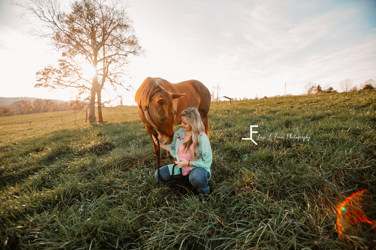 Laze L Farm Photography | Western Lifestyle | Taylorsville NC | candid of anna sitting by her horse