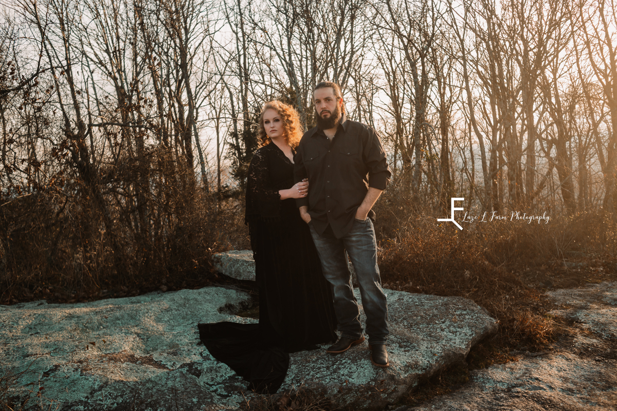 Laze L Farm Photography | Engagement  | Taylorsville NC | posed her holding onto his arm