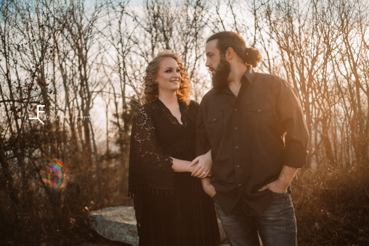 Laze L Farm Photography | Engagement  | Taylorsville NC | her smiling at him