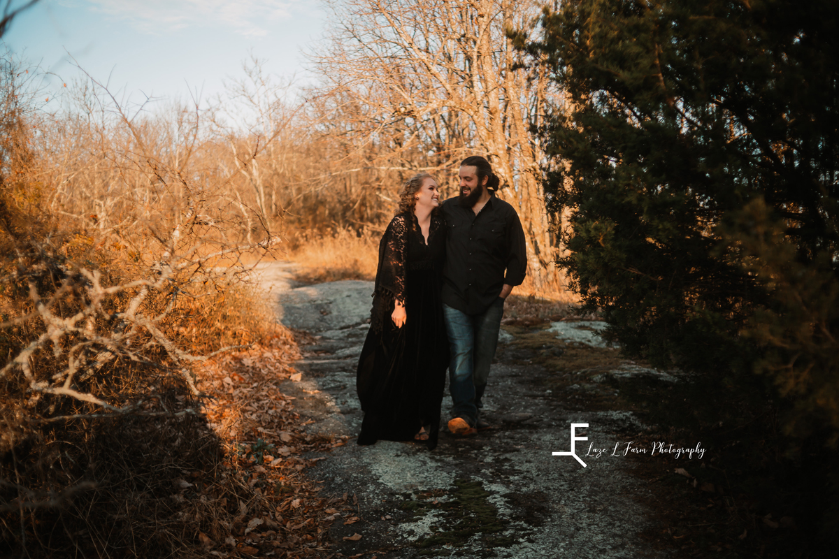 Laze L Farm Photography | Engagement  | Taylorsville NC | couple walking holding hands