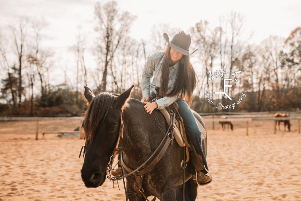 cowgirl loving blue roan horse