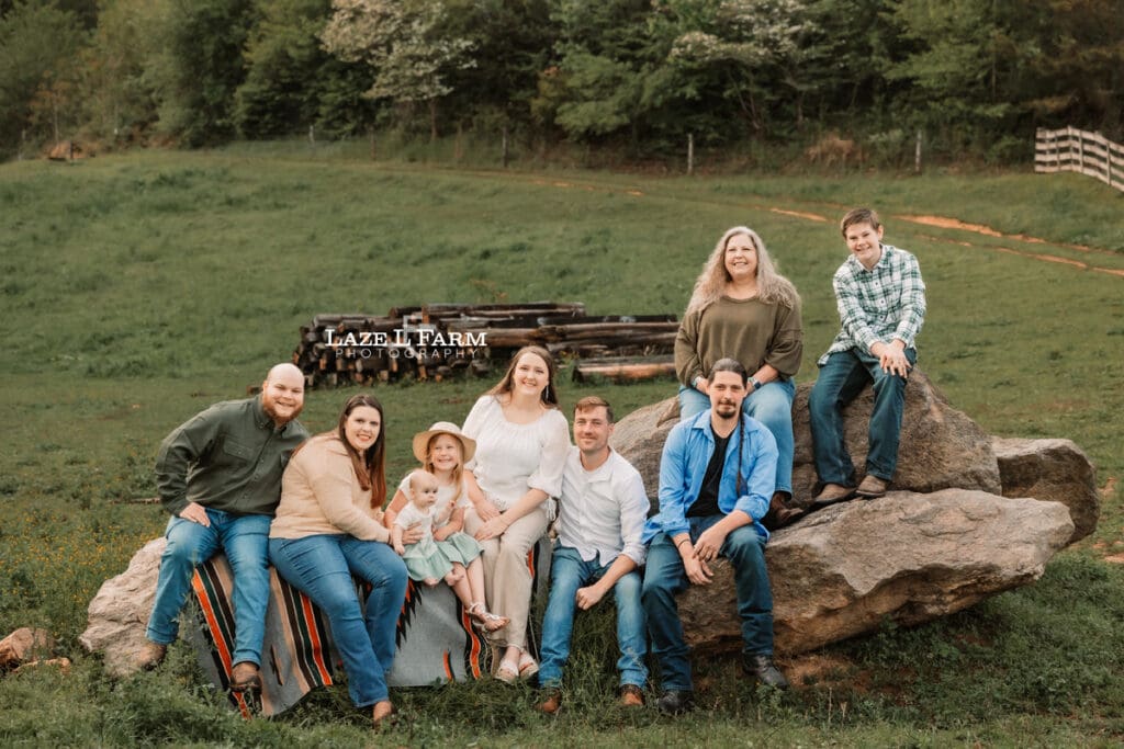 family pictures on the rocks
