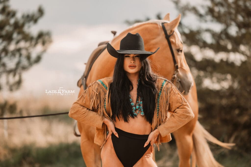 cowgirl boudoir with a horse