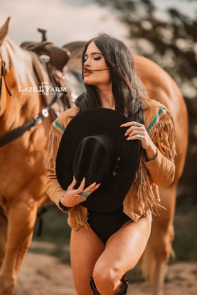 cowgirl boudoir with a horse