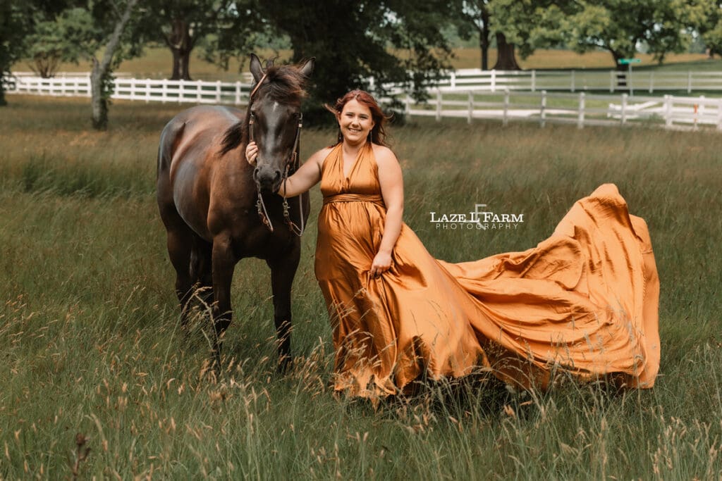 cowgirl with a flying dress