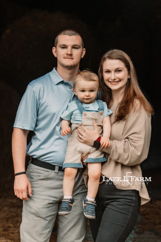 family picture in a barn