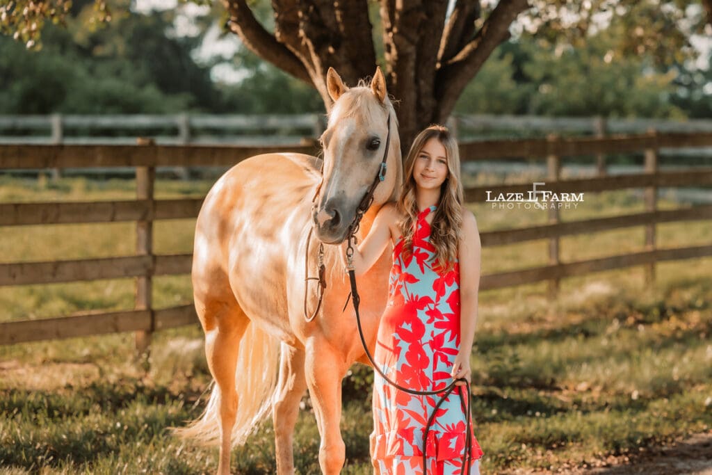 girl with her palomino horse