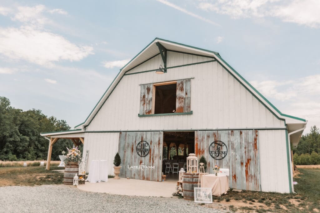 Wedding barn at Woodside Farm in Graham, NC with pictures by Laze L Farm Photography