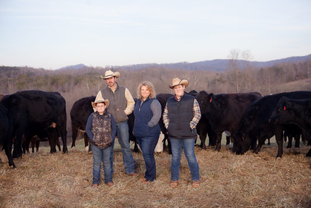 family with the cows