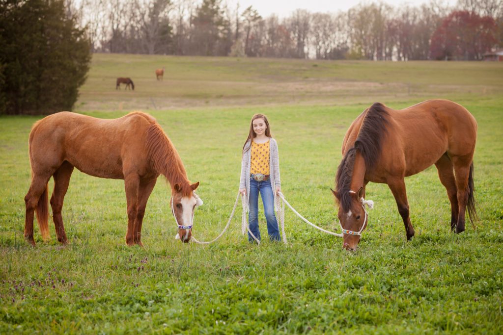 Laze L Farm Photography - Girl with horses in field