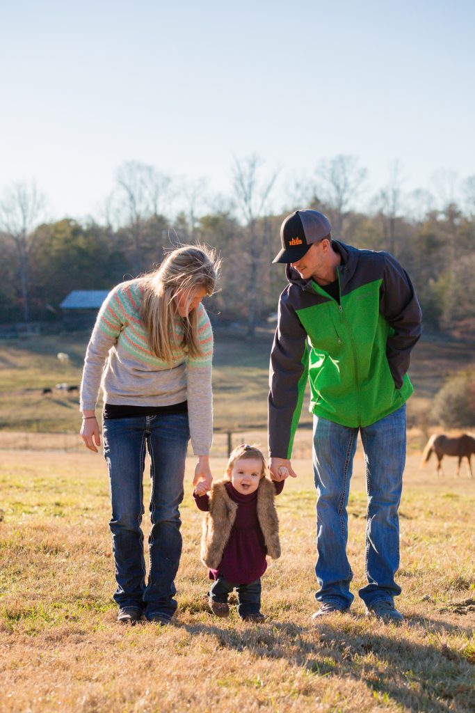 Laze L Farm Photography | Born to Ride | Taylorsville NC | little girl on farm with mom and dad