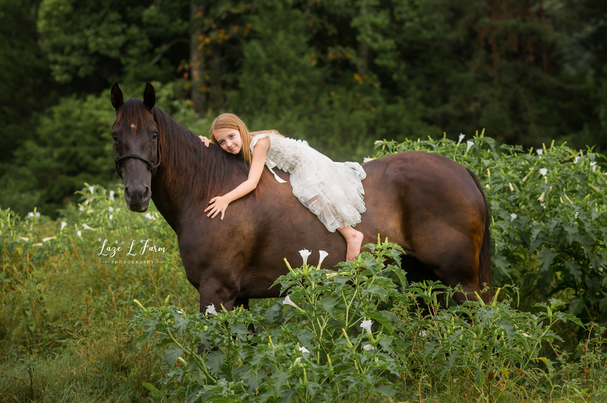Laze L Farm Photography | Farm Session | Lenoir NC | a little girl and her horse