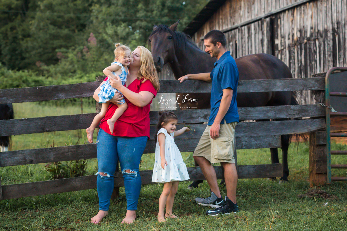 Laze L Farm Photography | Farm Session | Taylorsville NC | family in front of a barn