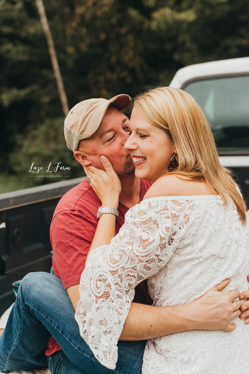 Laze L Farm Photography | Truck Bed Farm Session | Statesville NC | couple in truck bed