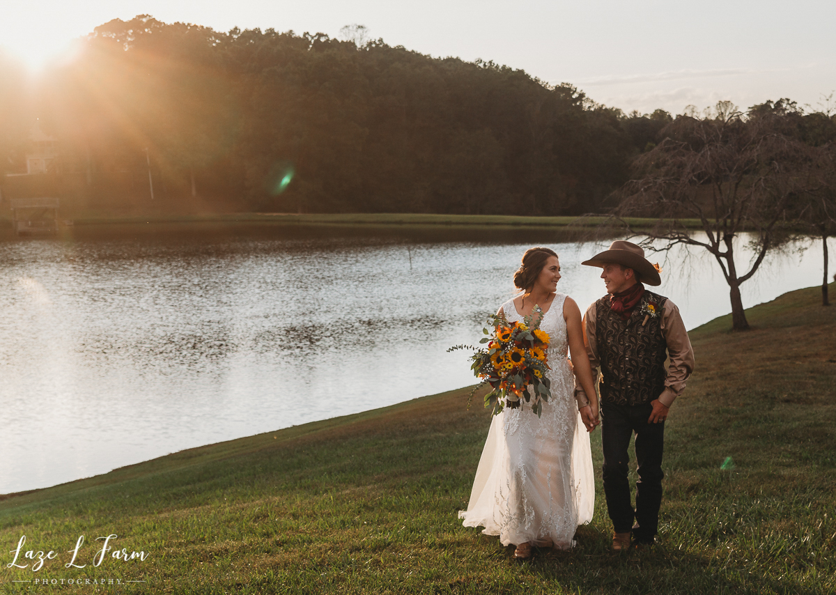 Laze L Farm Photography | Western Wedding | Johnny Wilson Farm | Sunset Bride and Groom Portraits