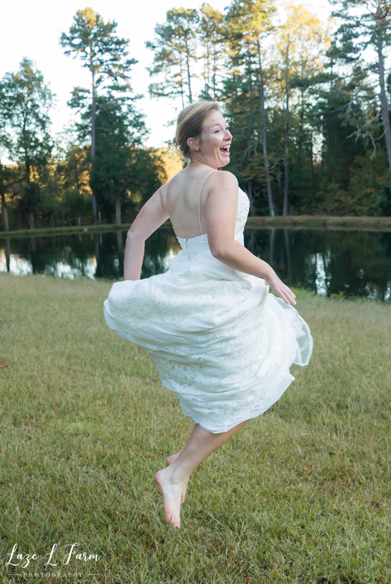 Laze L Farm Photography | Farm Bridals | Catawba NC | Bride Jumping