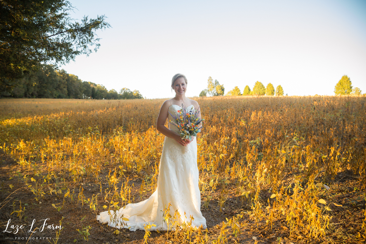 Laze L Farm Photography | Farm Bridals | Catawba NC | Bride At Sunset