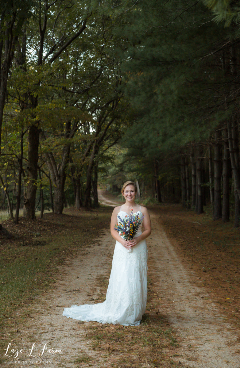 Laze L Farm Photography | Farm Bridals | Catawba NC | Bride On Dirt Path