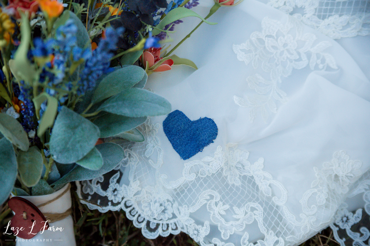 Laze L Farm Photography | Farm Bridals | Catawba NC | Heart on Wedding Dress