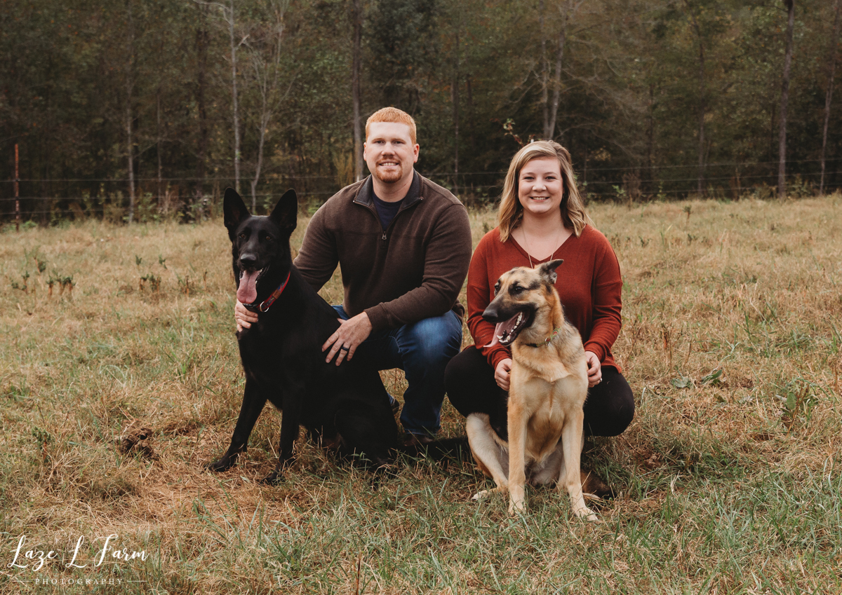 Laze L Farm Photography | Farm Session | Pregnancy Announcement | Taylorsville NC | couple with their dogs