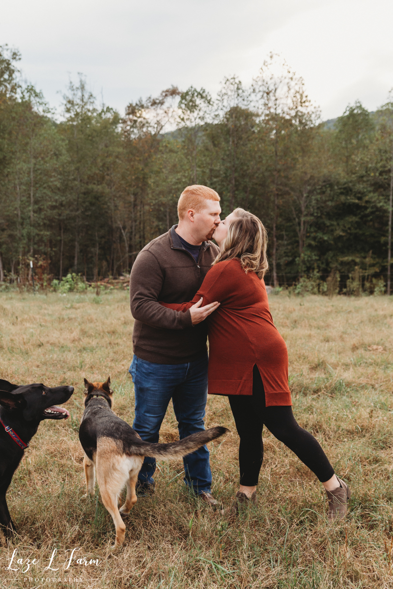 Laze L Farm Photography | Farm Pregnancy Announcement | Taylorsville NC | Portraits with Dogs