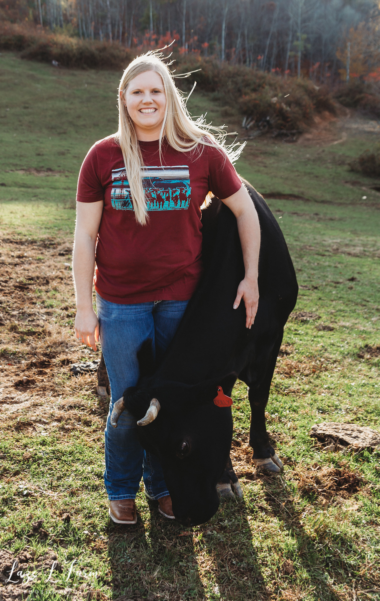 Laze L Farm Photography | Michaela Bare | West Jefferson NC | Girl and Cow
