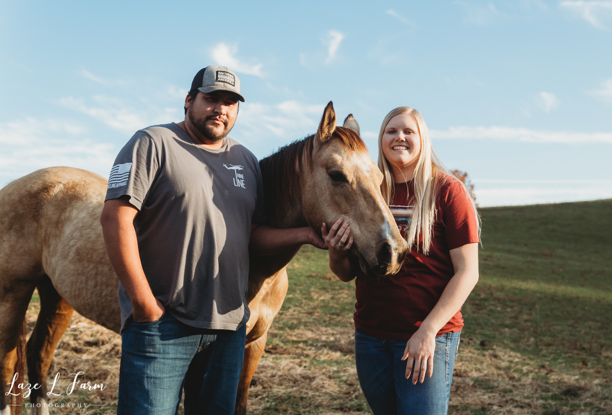 Laze L Farm Photography | Michaela Bare | West Jefferson NC | Husband and Wife and Horse