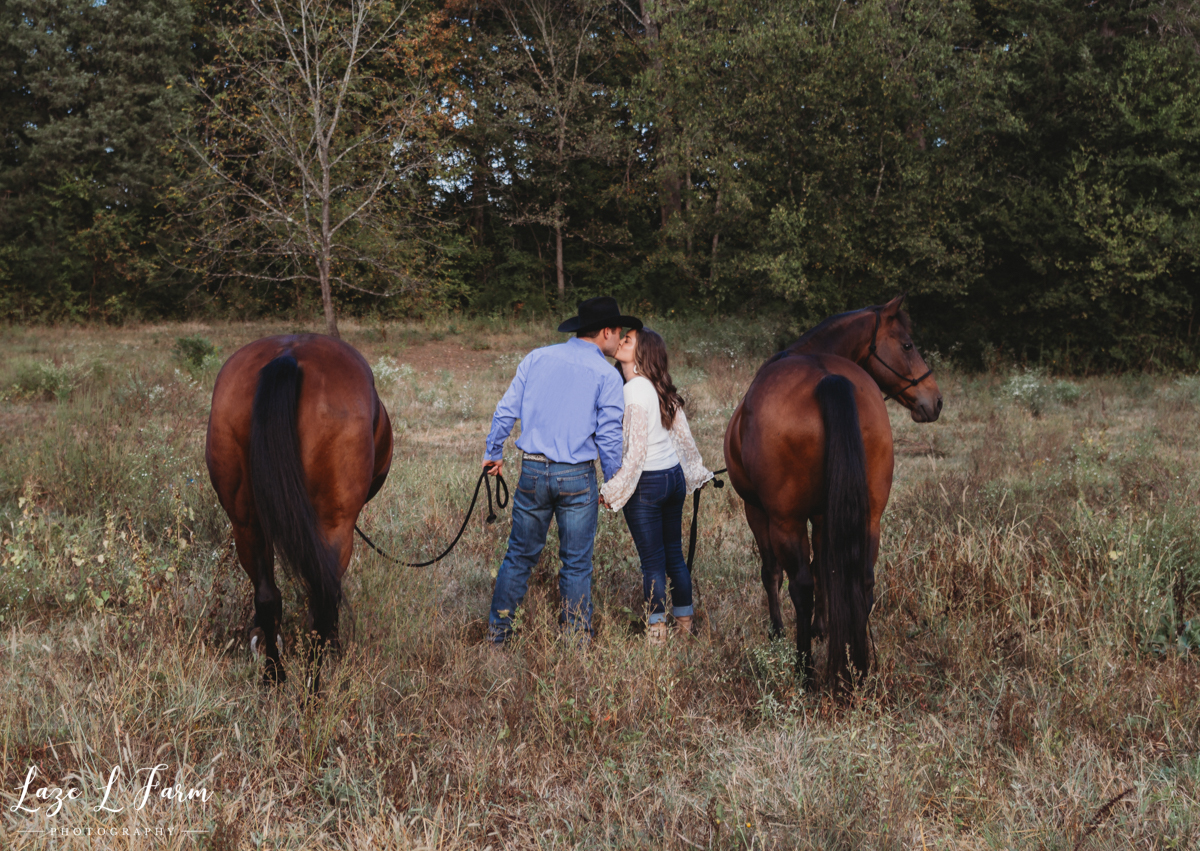 Laze L Farm Photography | Western Engagement Session | Cleveland NC | Cowboy Cowgirl Kiss