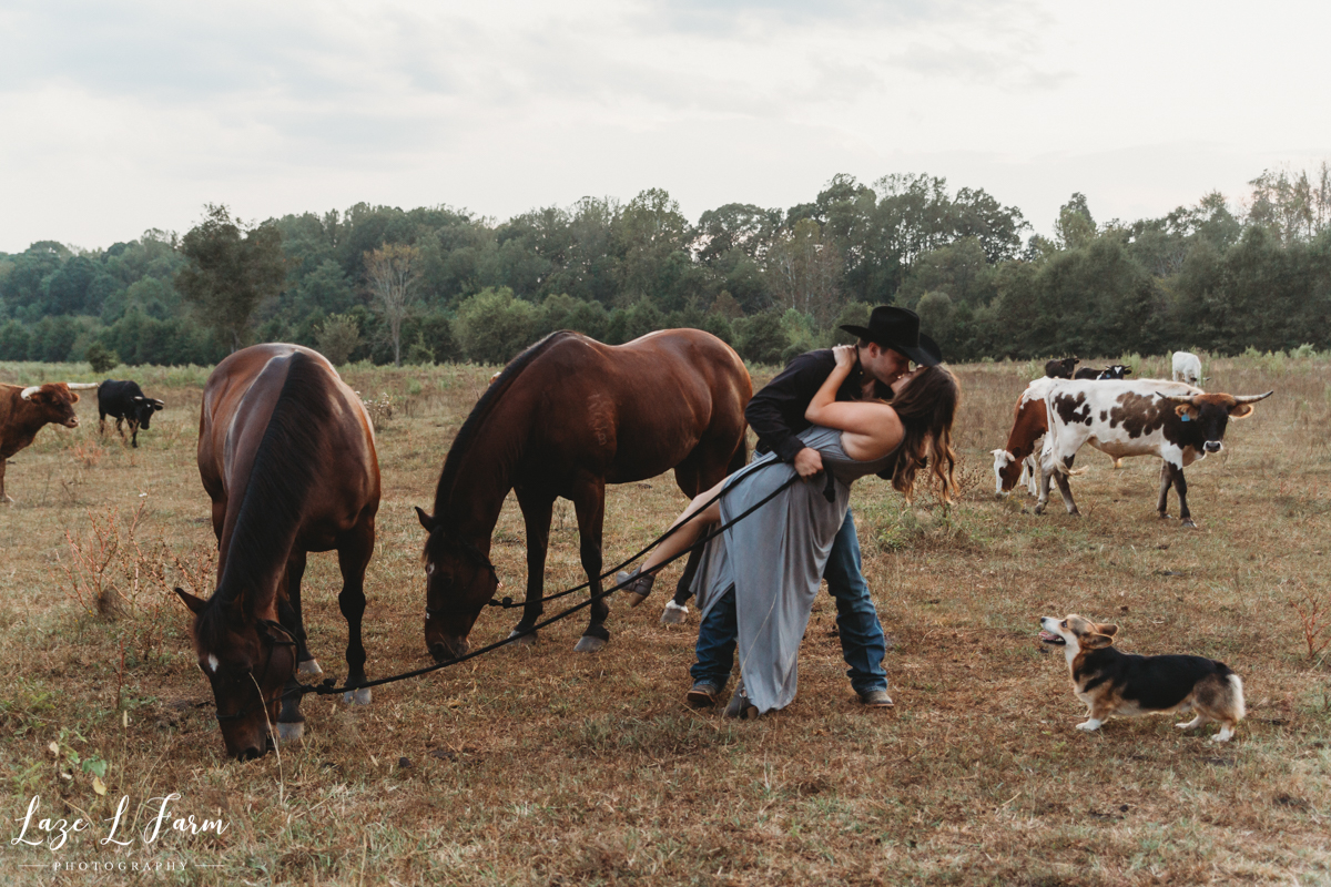 Laze L Farm Photography | Western Engagement Session | Cleveland NC | Cows and Horses Engagement Session