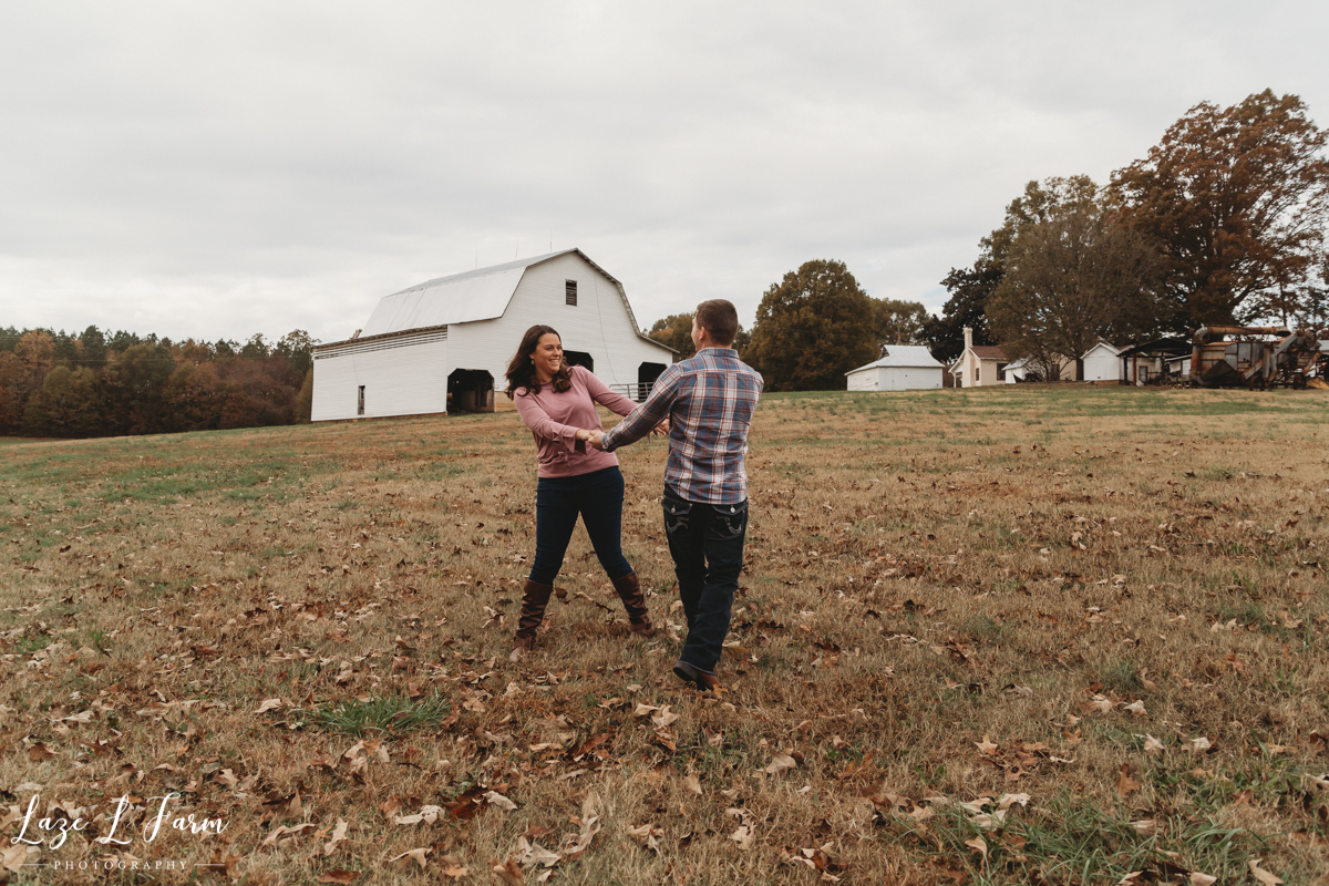 Laze L Farm Photography | Engagement Session | Murrays Mill | Catawba NC | couple in field