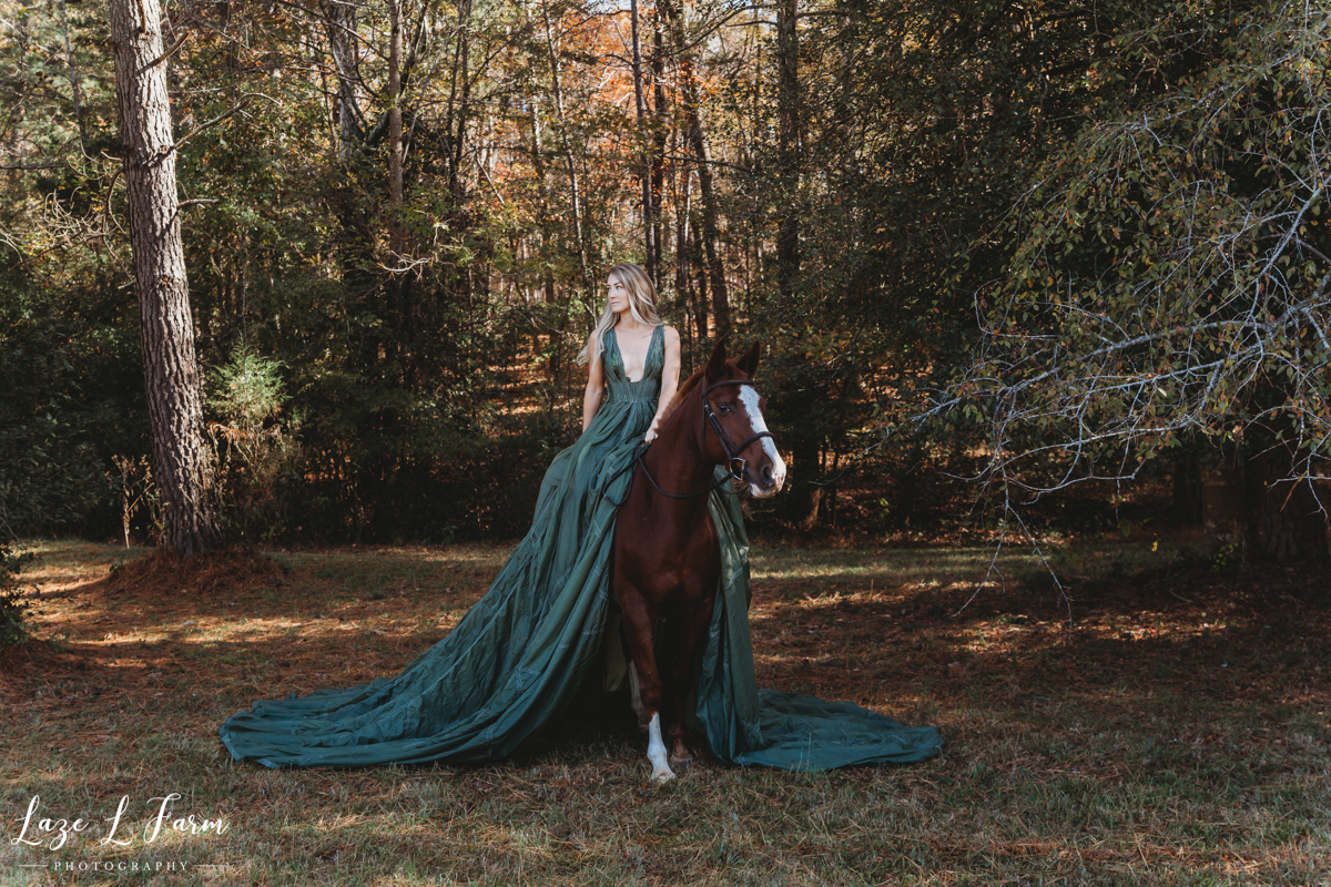 Laze L Farm Photography | Parachute Dress with horse | Charlotte NC | parachute dress photoshoot with horse