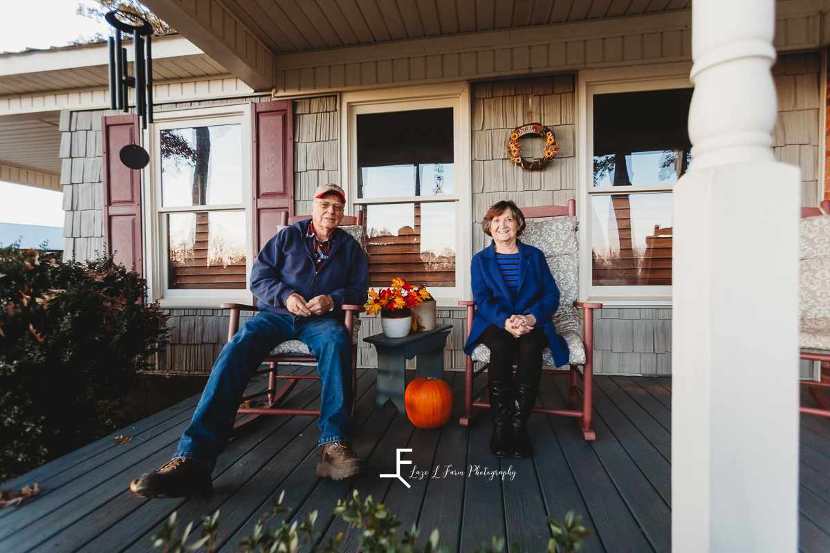 Laze L Farm Photography | Farm Session | Reid Tomlin | Statesville NC | grandparents sitting on front porch