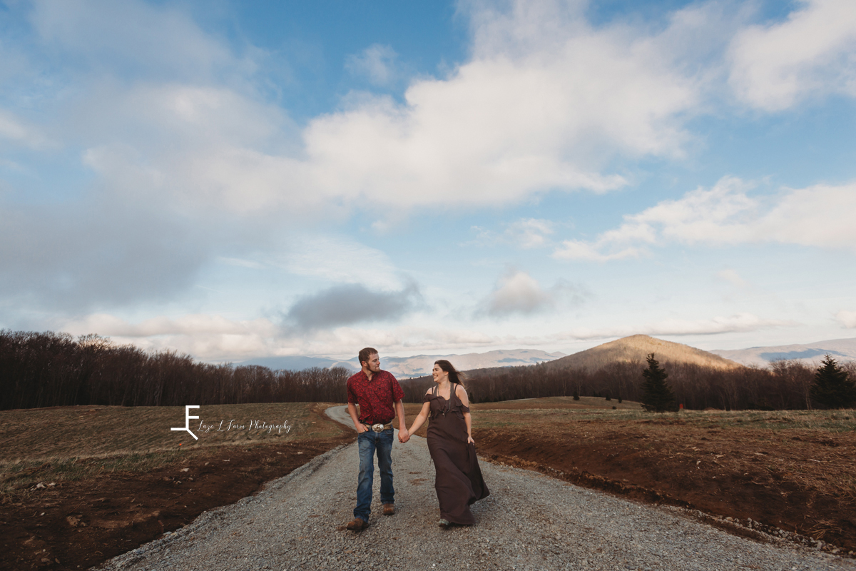 Laze L Farm Photography | Farm Session | Family Session | The White Crow | Banner Elk NC | couple walking in mountains