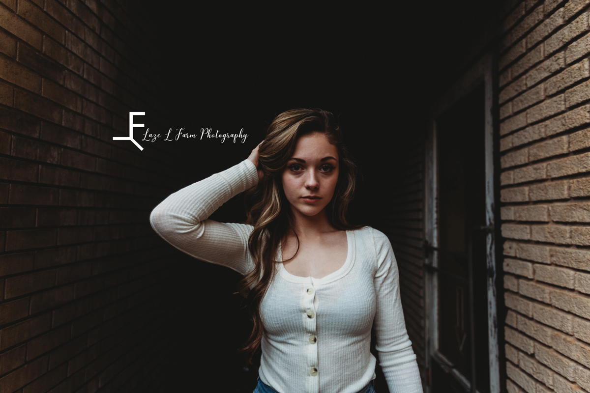 Laze L Farm Photography | Mercy Grey Designs | Ashlyn | Statesville NC | a girl in an alley
