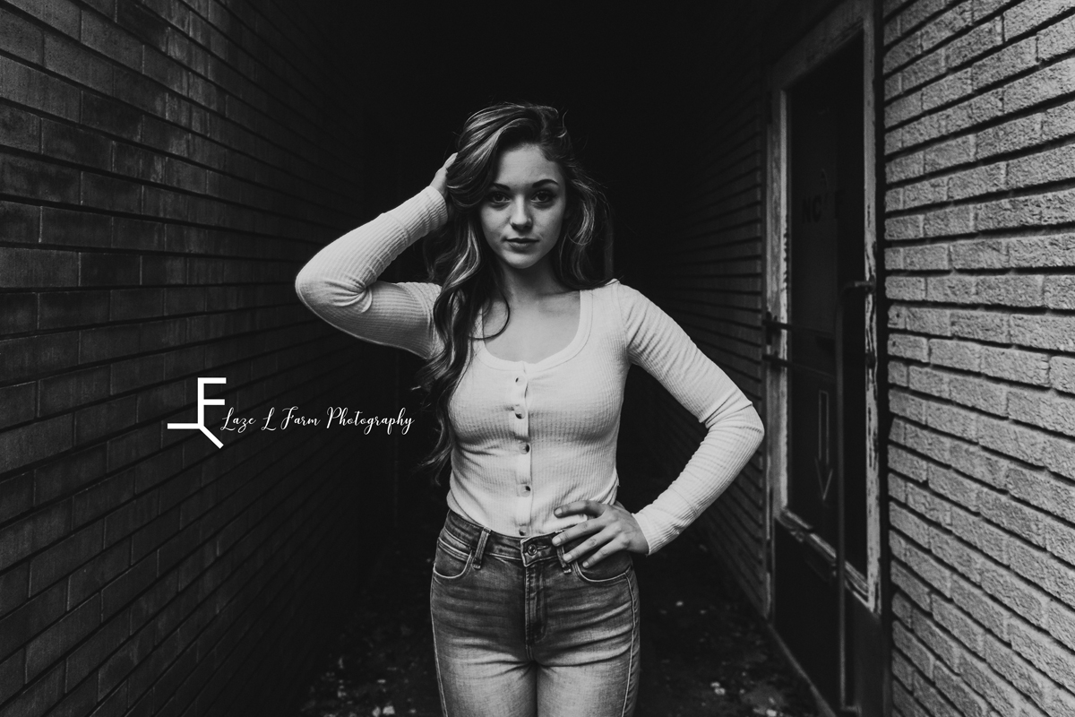 Laze L Farm Photography | Mercy Grey Designs | Ashlyn | Statesville NC | a girl in an alley