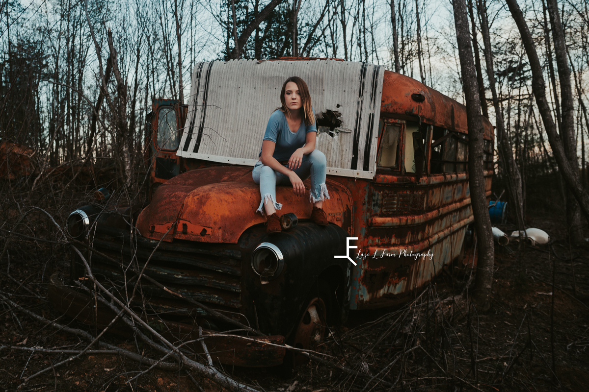 Laze L Farm Photography | Senior 2020 | Taylorsville NC | senior photo shoot with old school bus