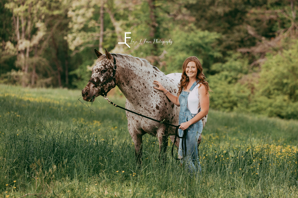 Laze L Farm Photography | Carson | NC Equine Photographer | Taylorsville NC | a girl and her horse in a field of flowers
