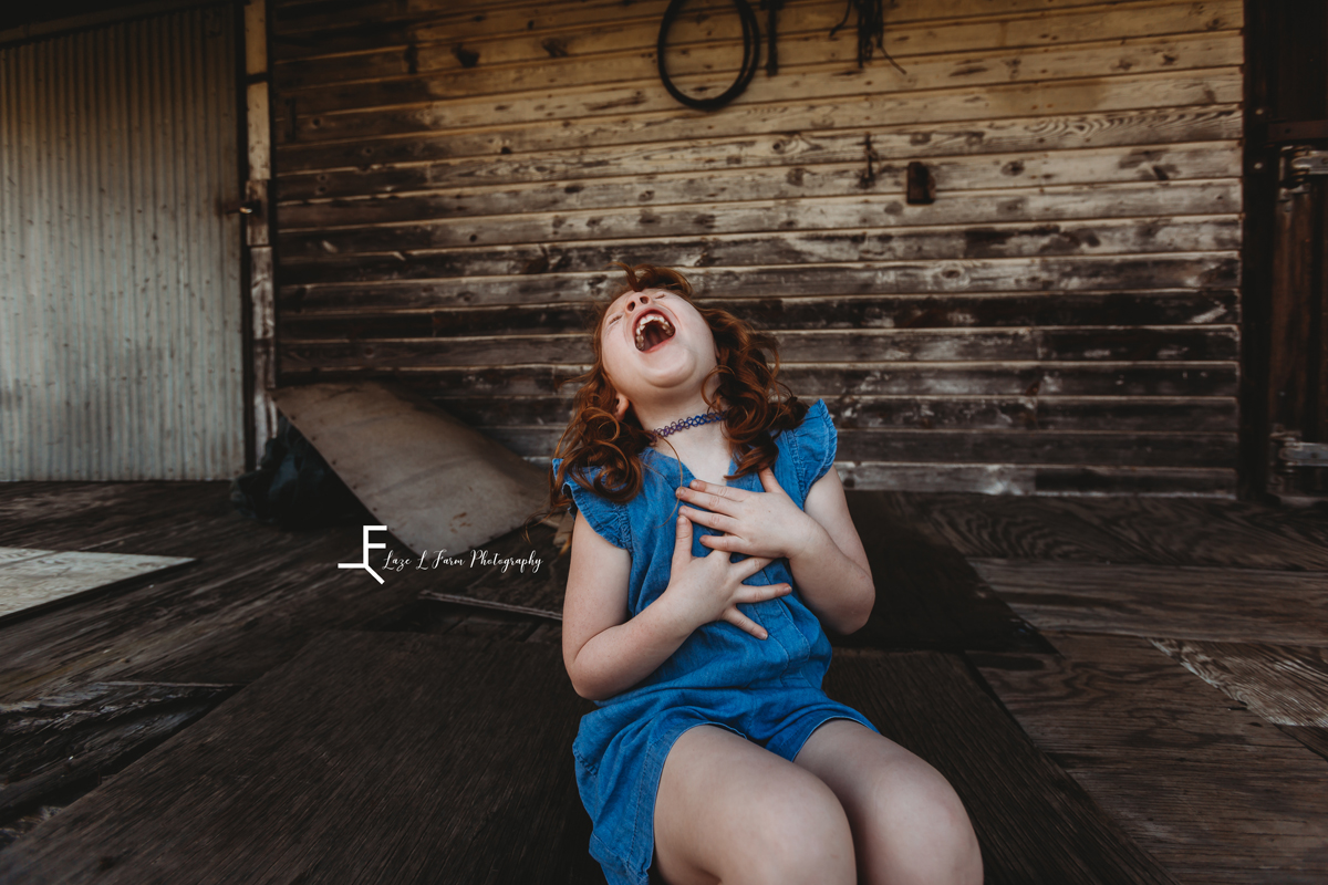 Laze L Farm Photography | a girl and her pony | Taylorsville NC | little girl belly laughing