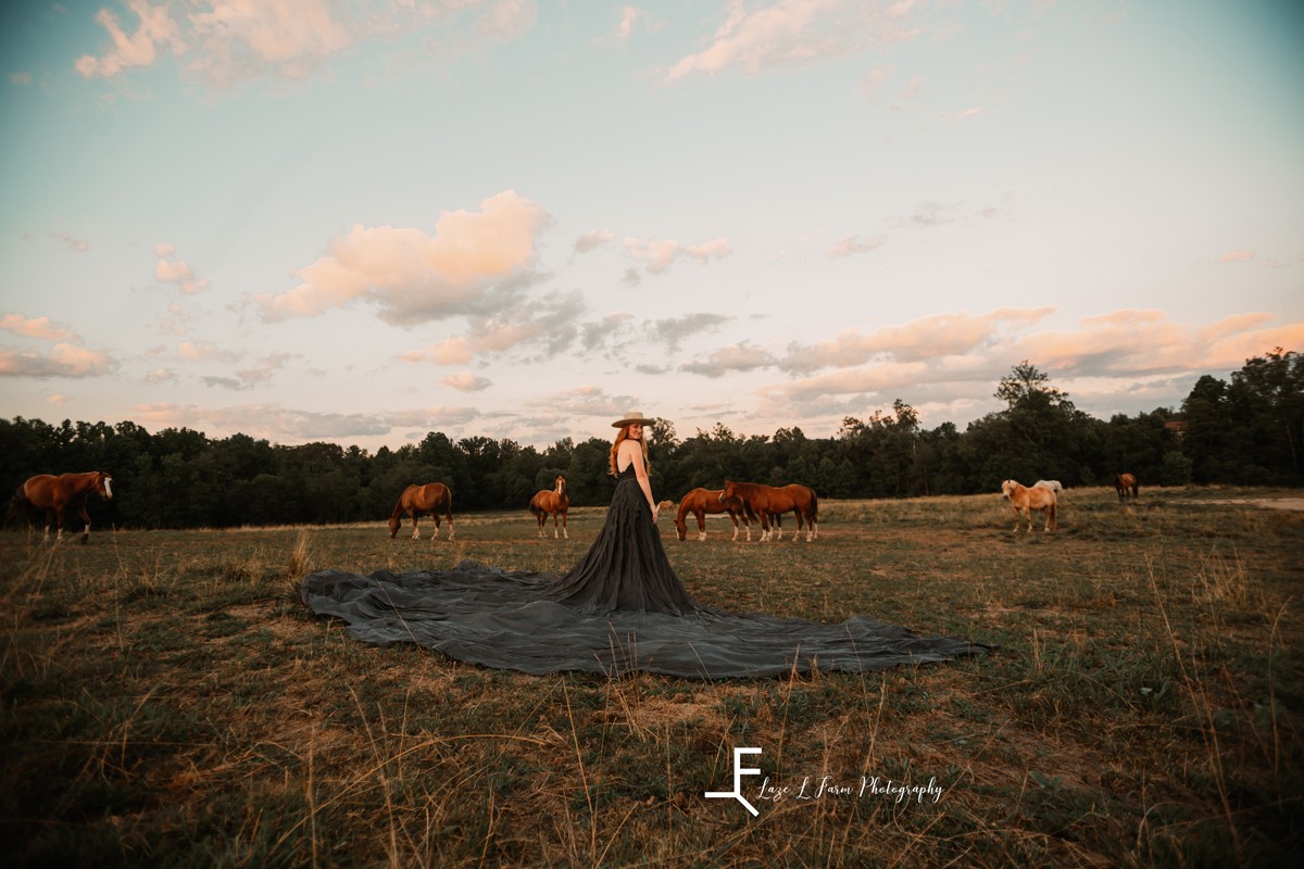Laze L Farm Photography | Parachute Dress | Taylorsville NC | Alex in the pasture 