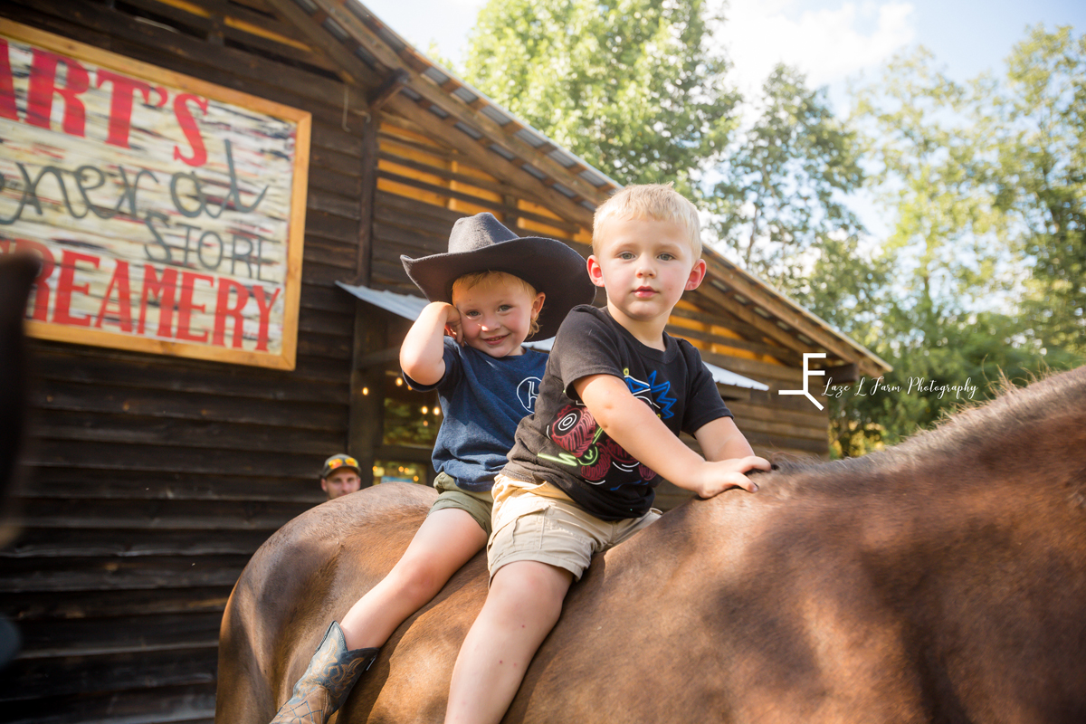 Laze L Farm Photography | Harts General Store | Ice cream | Lenoir NC | Kids riding horse
