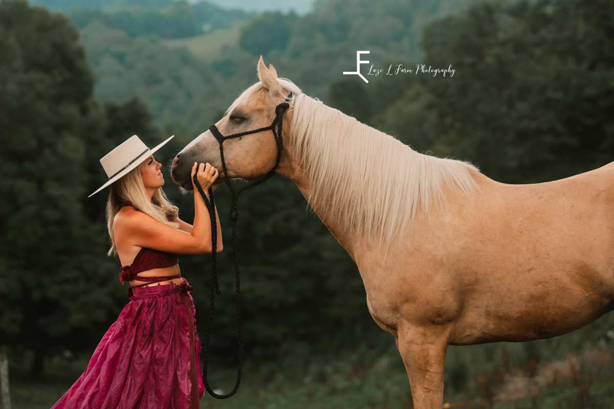 Laze L Farm Photography | Parachute Dress | Boone NC | Looking at horse 