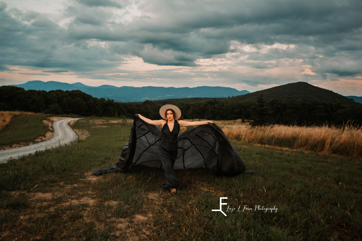 Laze L Farm Photography | The White Crow | Wedding Venue | Banner Elk NC | Showing off the parachute dress