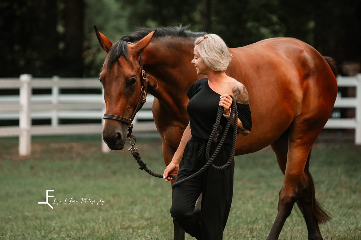 Laze L Farm Photography | Equine Photography | Abbot Creek Stable | Person 4 walking horse outside