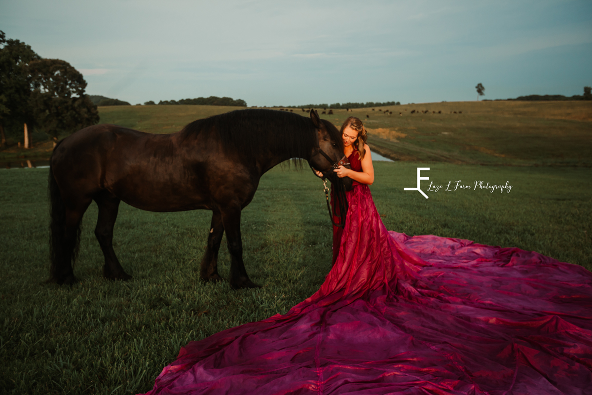 Laze L Farm Photography | Parachute Dress | The Emerald Hill | Kayla with the friesian