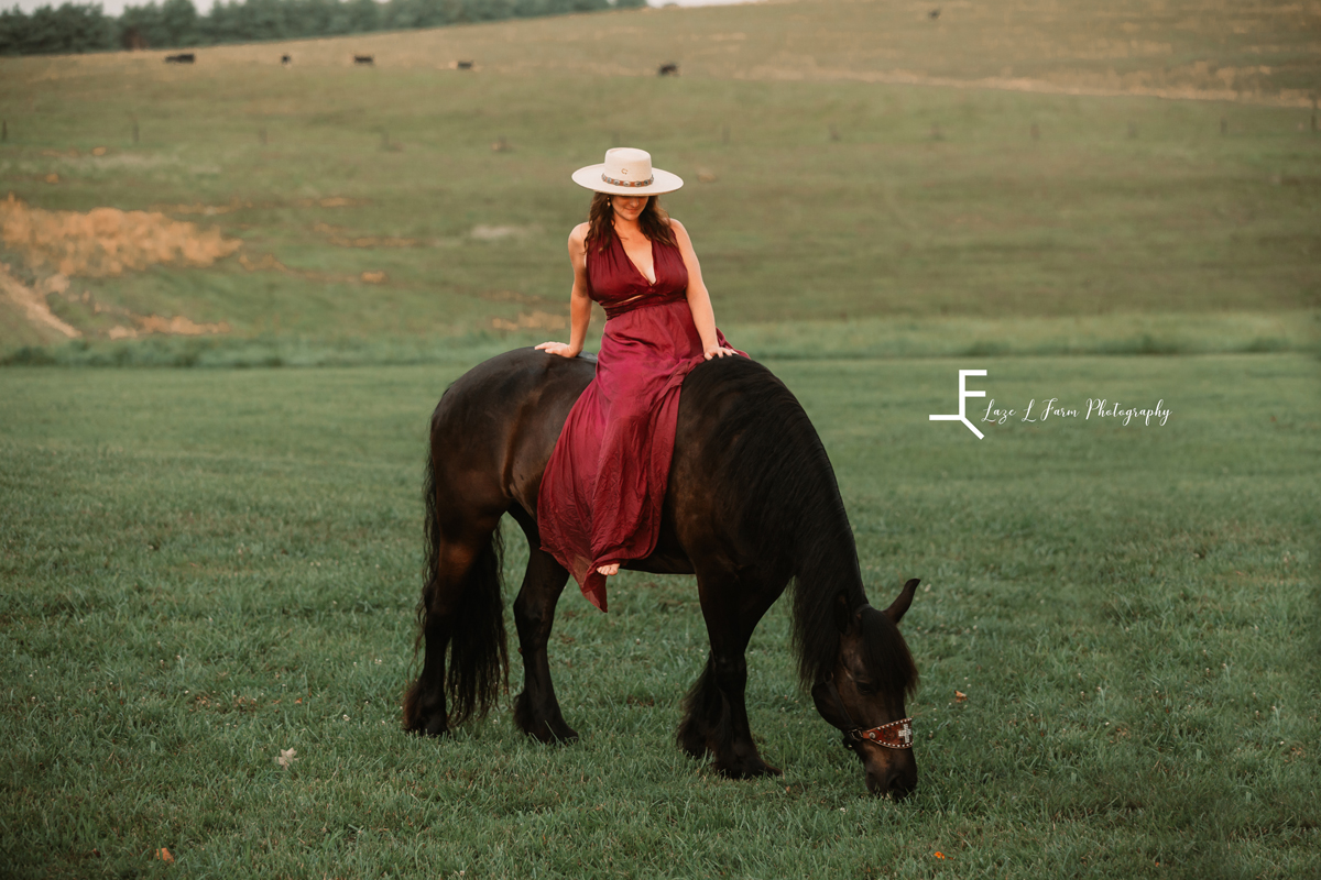Laze L Farm Photography | Parachute Dress | The Emerald Hill | Stephanie on the horse