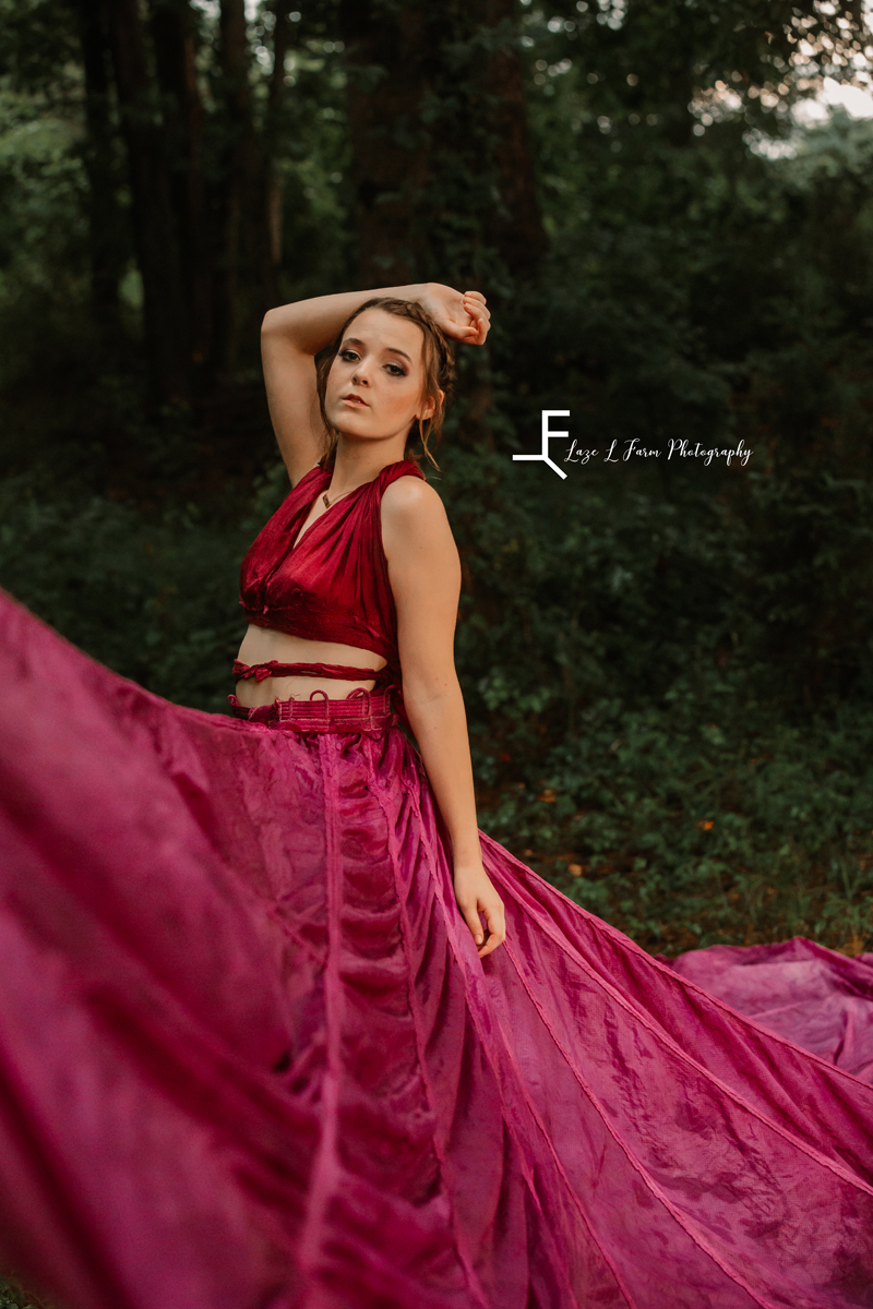 Laze L Farm Photography | Parachute Dress | The Emerald Hill | Deanna posing
