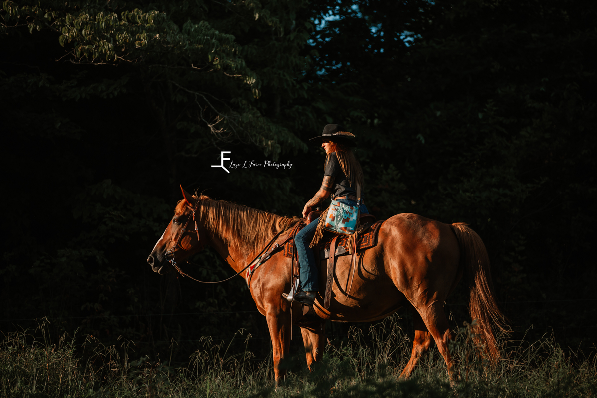 Laze L Farm Photography | Western Lifestyle | Mercy Grey | Taylorsville NC | cowgirl riding off into the sunset