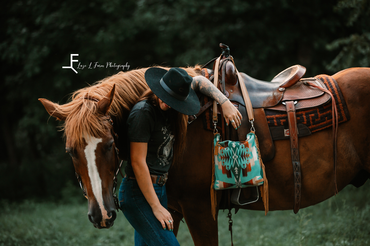 Laze L Farm Photography | Western Lifestyle | Mercy Grey | Taylorsville NC | cowgirl petting horse