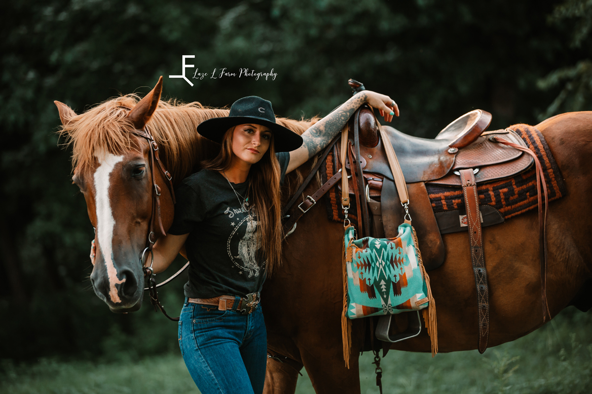 Laze L Farm Photography | Western Lifestyle | Mercy Grey | Taylorsville NC | Cowgirl loving on horse
