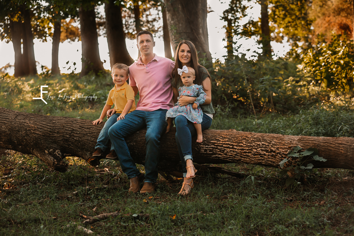 Laze L Farm Photography | Farm Session | Taylorsville NC | family sitting on a tree